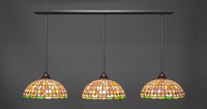 3 Light Multi Light Pendant With Hang Straight Swivels Shown In Dark Granite Finish With 15" Rosetta Tiffany Glass