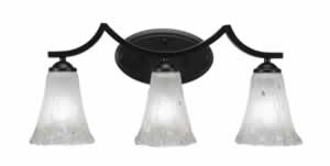 Zilo 3 Light Bath Bar Shown In Matte Black Finish With 5.5" Fluted Frosted Crystal Glass