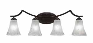 Zilo 4 Light Bath Bar Shown In Dark Granite Finish With 5.5" Fluted Frosted Crystal Glass