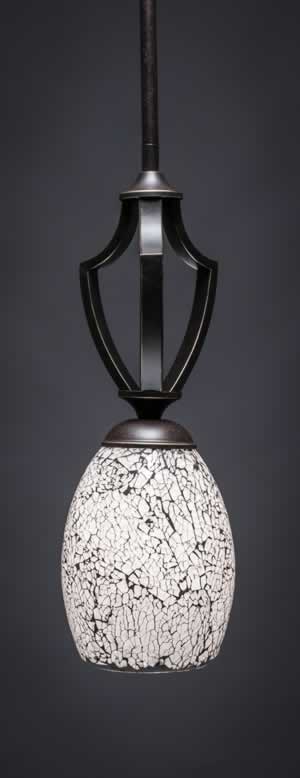 Zilo 1 Light Mini Pendant Shown In Dark Granite Finish With 5" Black Fusion Glass