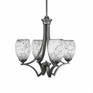 Zilo 4 Light Chandelier Shown In Graphite Finish With 5" Black Fusion Ice Glass