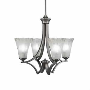 Zilo 4 Light Chandelier Shown In Graphite Finish With 5.5" Fluted Frosted Crystal Glass