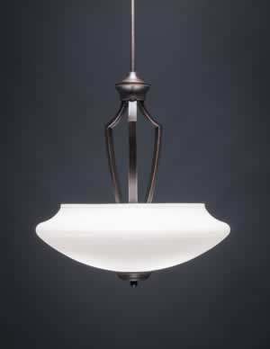 Zilo Pendant With 3 Bulbs Shown In Dark Granite Finish With 18" Zilo White Linen Glass