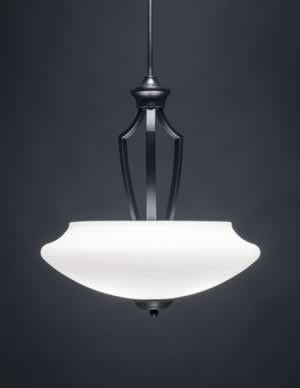 Zilo Pendant With 3 Bulbs Shown In Matte Black Finish With 18" Zilo White Linen Glass