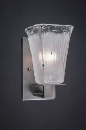 Apollo Wall Sconce Shown In Graphite Finish With 5" Square Frosted Crystal Glass
