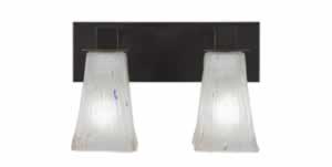Apollo 2 Light Bath Bar Shown In Dark Granite Finish With 5" Square Frosted Crystal Glass