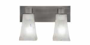 Apollo 2 Light Bath Bar Shown In Graphite Finish With 5" Square Frosted Crystal Glass