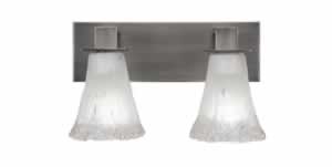 Apollo 2 Light Bath Bar Shown In Graphite Finish With 5.5" Fluted Frosted Crystal Glass