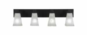 Apollo 4 Light Bath Bar Shown In Dark Granite Finish With 5" Square Frosted Crystal Glass