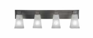 Apollo 4 Light Bath Bar Shown In Graphite Finish With 5" Square Frosted Crystal Glass