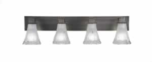 Apollo 4 Light Bath Bar Shown In Graphite Finish With 5.5" Fluted Frosted Crystal Glass