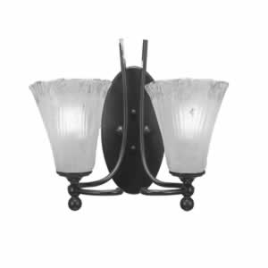 Capri 2 Light Wall Sconce Shown In Dark Granite Finish With 5.5" Fluted Frosted Crystal Glass