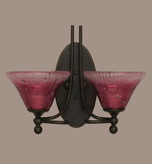 Capri 2 Light Wall Sconce Shown In Bronze Finish With 7" Wine Crystal Glass