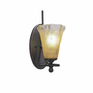 Capri 1 Light Wall Sconce Shown In Dark Granite Finish With 5.5" Amber Crystal Glass