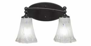 Capri 2 Light Bath Bar Shown In Dark Granite Finish With 5.5" Fluted Frosted Crystal Glass