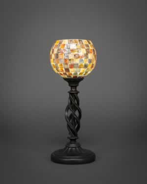 Eleganté Mini Table Lamp Shown In Bronze Finish With 6" Sea Mist Seashell Glass