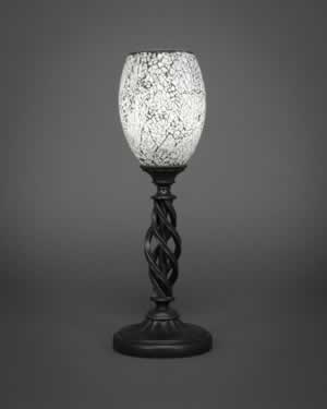 Eleganté Mini Table Lamp Shown In Bronze Finish With 5" Black Fusion Glass