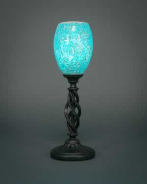 Eleganté Mini Table Lamp Shown In Bronze Finish With 5" Turquoise Fusion Glass