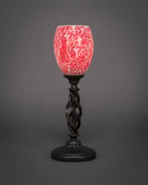 Eleganté Mini Table Lamp Shown In Bronze Finish With 5" Red Fusion Glass