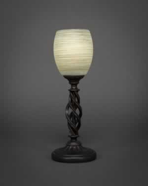 Eleganté Mini Table Lamp Shown In Bronze Finish With 5" Gray Linen Glass