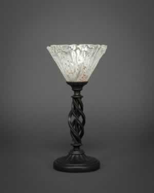 Eleganté Mini Table Lamp Shown In Bronze Finish With 7" Italian Ice Crystal Glass