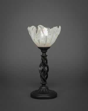 Eleganté Mini Table Lamp Shown In Bronze Finish With 7" Italian Ice Crystal Glass