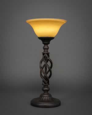 Eleganté Table Lamp Shown In Dark Granite Finish With 10" Cayenne Linen Glass