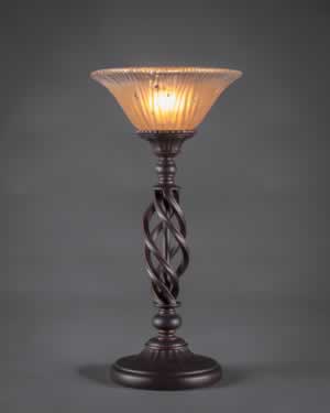 Eleganté Table Lamp Shown In Dark Granite Finish With 10" Amber Crystal Glass