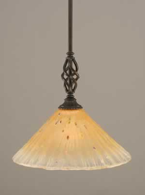Eleganté Mini Pendant With Hang Straight Swivel Shown In Dark Granite Finish With 12" Amber Crystal Glass