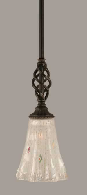 Eleganté Mini Pendant With Hang Straight Swivel Shown In Dark Granite Finish With 5.5" Frosted Crystal Glass