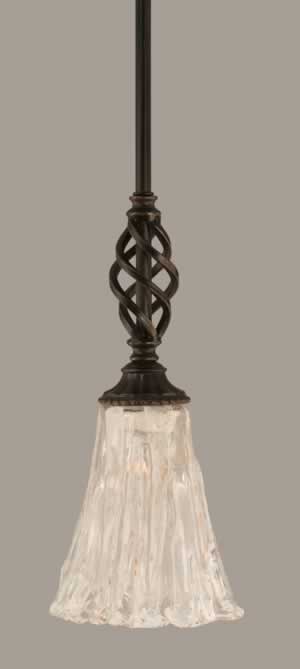 Eleganté Mini Pendant With Hang Straight Swivel Shown In Dark Granite Finish With 5.5" Italian Ice Glass