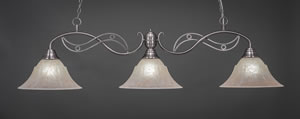 Jazz 3 Light Billiard Light Shown In Brushed Nickel Finish With 14" Amber Marble Glass
