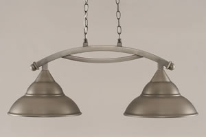 Bow 2 Light Island Light Shown In Brushed Nickel Finish With 13" Brushed Nickel Double Bubble Shade