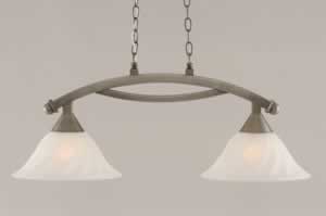 Bow 2 Light Island Light Shown In Brushed Nickel Finish With 12" White Alabaster Swirl Glass