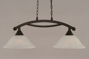 Bow 2 Light Island Light Shown In Bronze Finish With 12" White Marble Glass
