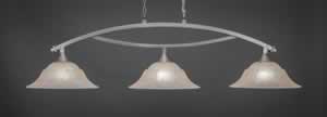 Bow 3 Light Billiard Light Shown In Brushed Nickel Finish With 16" Amber Marble Glass
