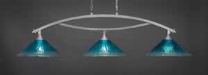 Bow 3 Light Billiard Light Shown In Brushed Nickel Finish With 16" Teal Crystal Glass