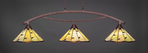 Bow 3 Light Billiard Light Shown In Bronze Finish With 16" Autumn Leaves Tiffany Glass