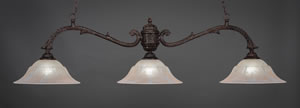 Octopus 3 Light Billiard Light Shown In Bronze Finish With 16" Amber Marble Glass