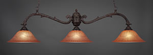 Octopus 3 Light Billiard Light Shown In Bronze Finish With 16" Tiger Glass