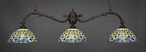 Octopus 3 Light Bar Shown In Bronze Finish With 16" Crescent Tiffany Glass