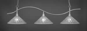 Swoop 3 Light Billiard Light Shown In Brushed Nickel Finish With 16" Italian Bubble Glass