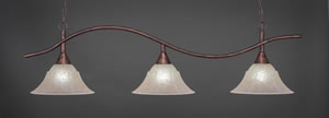 Swoop 3 Light Billiard Light Shown In Bronze Finish With 14" Amber Marble Glass