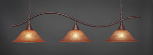 Swoop 3 Light Billiard Light Shown In Bronze Finish With 16" Tiger Glass