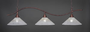 Swoop 3 Light Billiard Light Shown In Bronze Finish With 16" Gold Ice Glass