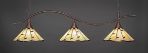Swoop 3 Light Billiard Light Shown In Bronze Finish With 16" Autumn Leaves Tiffany Glass