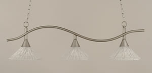 Swoop 3 Light Island Light Shown In Brushed Nickel Finish With 12" Italian Ice Glass