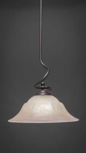 Capri Stem Pendant With Hang Straight Swivel Shown In Dark Granite Finish With 16" Amber Marble Glass