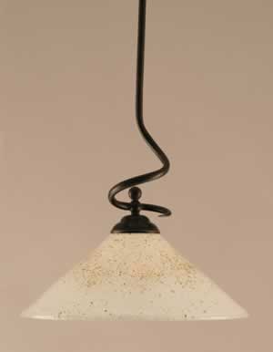 Capri Stem Pendant With Hang Straight Swivel Shown In Dark Granite Finish With 16" Gold Ice Glass