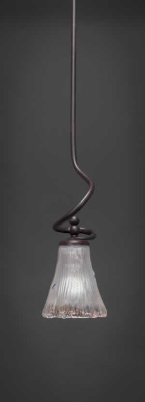 Capri Stem Mini Pendant With Hang Straight Swivel Shown In Dark Granite Finish With 5.5" Fluted Frosted Crystal Glass